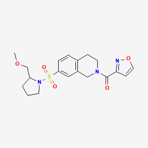 molecular formula C19H23N3O5S B5569407 2-(isoxazol-3-ylcarbonyl)-7-{[2-(methoxymethyl)pyrrolidin-1-yl]sulfonyl}-1,2,3,4-tetrahydroisoquinoline 