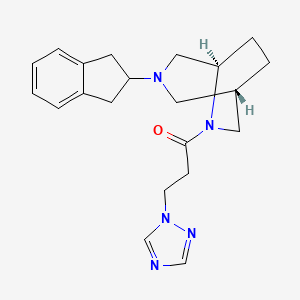 molecular formula C21H27N5O B5569435 (1S*,5R*)-3-(2,3-dihydro-1H-inden-2-yl)-6-[3-(1H-1,2,4-triazol-1-yl)propanoyl]-3,6-diazabicyclo[3.2.2]nonane 