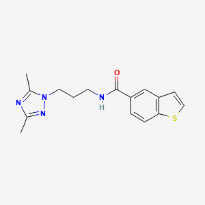 molecular formula C16H18N4OS B5569483 N-[3-(3,5-dimethyl-1H-1,2,4-triazol-1-yl)propyl]-1-benzothiophene-5-carboxamide 