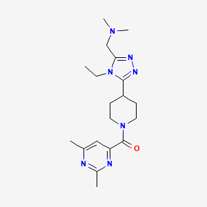 molecular formula C19H29N7O B5569564 1-(5-{1-[(2,6-dimethylpyrimidin-4-yl)carbonyl]piperidin-4-yl}-4-ethyl-4H-1,2,4-triazol-3-yl)-N,N-dimethylmethanamine 