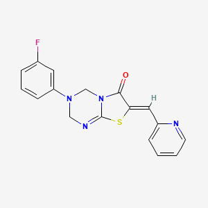 molecular formula C17H13FN4OS B5569572 3-(3-fluorophenyl)-7-(2-pyridinylmethylene)-3,4-dihydro-2H-[1,3]thiazolo[3,2-a][1,3,5]triazin-6(7H)-one 