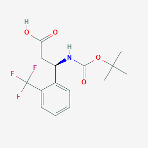 molecular formula C15H18F3NO4 B556958 (R)-3-((叔丁氧羰基)氨基)-3-(2-(三氟甲基)苯基)丙酸 CAS No. 501015-17-4