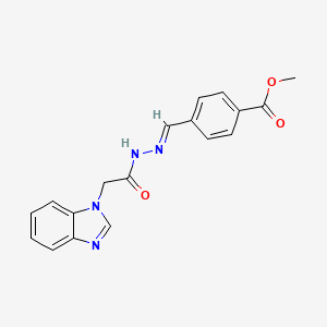 molecular formula C18H16N4O3 B5569596 methyl 4-[2-(1H-benzimidazol-1-ylacetyl)carbonohydrazonoyl]benzoate 