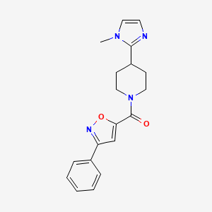molecular formula C19H20N4O2 B5569642 4-(1-methyl-1H-imidazol-2-yl)-1-[(3-phenyl-5-isoxazolyl)carbonyl]piperidine 