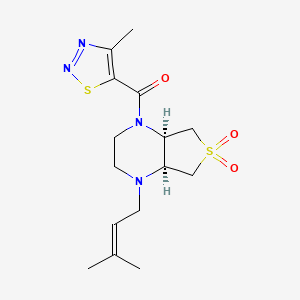 molecular formula C15H22N4O3S2 B5569650 (4aR*,7aS*)-1-(3-甲基-2-丁烯-1-基)-4-[(4-甲基-1,2,3-噻二唑-5-基)羰基]八氢噻吩并[3,4-b]吡嗪 6,6-二氧化物 