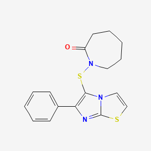 molecular formula C17H17N3OS2 B5569663 1-[(6-苯基咪唑并[2,1-b][1,3]噻唑-5-基)硫代]-2-氮杂环己酮 