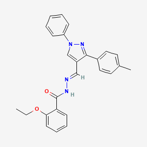 molecular formula C26H24N4O2 B5569664 2-乙氧基-N'-{[3-(4-甲苯基)-1-苯基-1H-吡唑-4-基]亚甲基}苯甲酰腙 