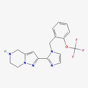 molecular formula C17H16F3N5O B5569701 2-{1-[2-(trifluoromethoxy)benzyl]-1H-imidazol-2-yl}-4,5,6,7-tetrahydropyrazolo[1,5-a]pyrazine dihydrochloride 