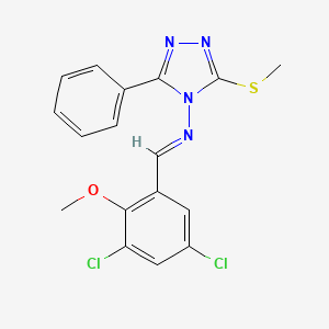 molecular formula C17H14Cl2N4OS B5569747 N-(3,5-dichloro-2-methoxybenzylidene)-3-(methylthio)-5-phenyl-4H-1,2,4-triazol-4-amine 