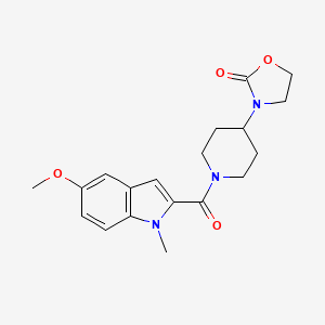 molecular formula C19H23N3O4 B5569776 3-{1-[(5-甲氧基-1-甲基-1H-吲哚-2-基)羰基]-4-哌啶基}-1,3-恶唑烷-2-酮 