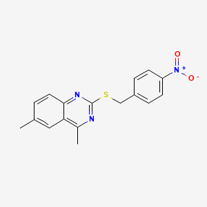 molecular formula C17H15N3O2S B5569833 4,6-dimethyl-2-[(4-nitrobenzyl)thio]quinazoline 
