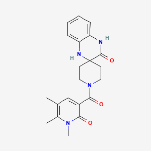 molecular formula C21H24N4O3 B5569856 1-[(1,5,6-三甲基-2-氧代-1,2-二氢-3-吡啶基)羰基]-1',4'-二氢-3'H-螺[哌啶-4,2'-喹喔啉]-3'-酮 