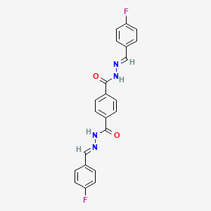 molecular formula C22H16F2N4O2 B5569874 N'~1~,N'~4~-双(4-氟苄叉基)对苯二甲酰肼 