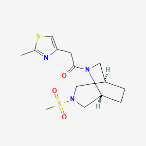 molecular formula C14H21N3O3S2 B5569891 (1R*,5R*)-3-(甲基磺酰基)-6-[(2-甲基-1,3-噻唑-4-基)乙酰基]-3,6-二氮杂双环[3.2.2]壬烷 