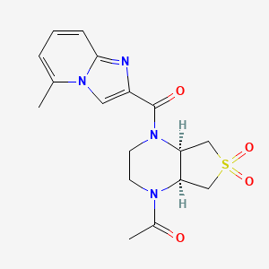 molecular formula C17H20N4O4S B5569902 (4aR*,7aS*)-1-acetyl-4-[(5-methylimidazo[1,2-a]pyridin-2-yl)carbonyl]octahydrothieno[3,4-b]pyrazine 6,6-dioxide 
