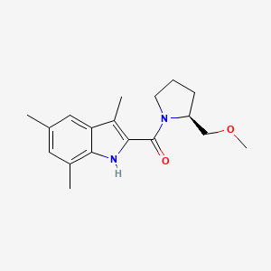 molecular formula C18H24N2O2 B5569905 2-{[(2S)-2-(methoxymethyl)-1-pyrrolidinyl]carbonyl}-3,5,7-trimethyl-1H-indole 