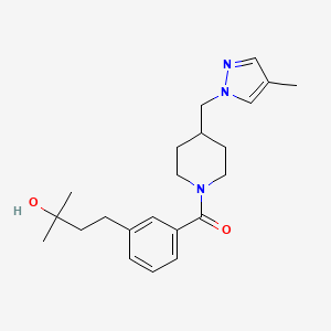 molecular formula C22H31N3O2 B5569922 2-甲基-4-[3-({4-[(4-甲基-1H-吡唑-1-基)甲基]-1-哌啶基}羰基)苯基]-2-丁醇 