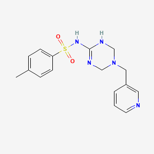 molecular formula C16H19N5O2S B5569930 4-methyl-N-[5-(3-pyridinylmethyl)-1,4,5,6-tetrahydro-1,3,5-triazin-2-yl]benzenesulfonamide 
