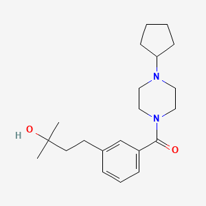 molecular formula C21H32N2O2 B5569949 4-{3-[(4-cyclopentyl-1-piperazinyl)carbonyl]phenyl}-2-methyl-2-butanol 