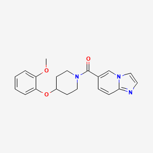molecular formula C20H21N3O3 B5569950 6-{[4-(2-甲氧基苯氧基)哌啶-1-基]羰基}咪唑并[1,2-a]吡啶 