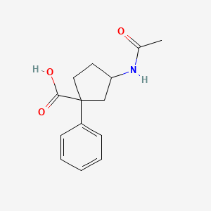 molecular formula C14H17NO3 B5569964 3-(acetylamino)-1-phenylcyclopentanecarboxylic acid 
