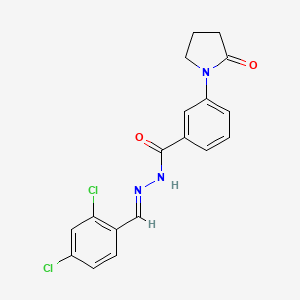 molecular formula C18H15Cl2N3O2 B5569968 N'-(2,4-dichlorobenzylidene)-3-(2-oxo-1-pyrrolidinyl)benzohydrazide 