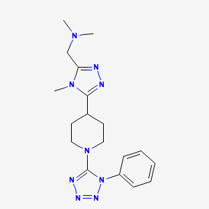 molecular formula C18H25N9 B5569989 N,N-dimethyl-1-{4-methyl-5-[1-(1-phenyl-1H-tetrazol-5-yl)piperidin-4-yl]-4H-1,2,4-triazol-3-yl}methanamine 