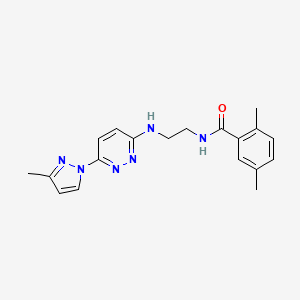 molecular formula C19H22N6O B5570014 2,5-二甲基-N-(2-{[6-(3-甲基-1H-吡唑-1-基)-3-嘧啶并嘧啶基]氨基}乙基)苯甲酰胺 