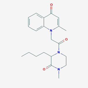 molecular formula C21H27N3O3 B5570046 1-[2-(2-butyl-4-methyl-3-oxopiperazin-1-yl)-2-oxoethyl]-2-methylquinolin-4(1H)-one 