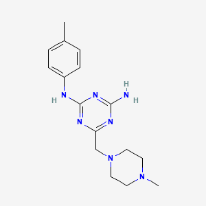 molecular formula C16H23N7 B5570071 N-(4-甲苯基)-6-[(4-甲基-1-哌嗪基)甲基]-1,3,5-三嗪-2,4-二胺 
