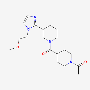 molecular formula C19H30N4O3 B5570078 1-[(1-乙酰-4-哌啶基)羰基]-3-[1-(2-甲氧基乙基)-1H-咪唑-2-基]哌啶 