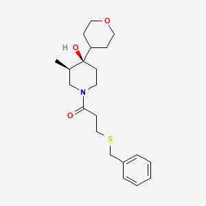 (3R*,4R*)-1-[3-(benzylthio)propanoyl]-3-methyl-4-(tetrahydro-2H-pyran-4-yl)piperidin-4-ol