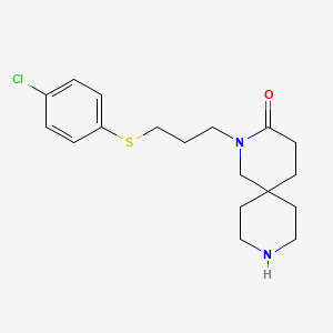 molecular formula C18H25ClN2OS B5570184 2-{3-[(4-chlorophenyl)thio]propyl}-2,9-diazaspiro[5.5]undecan-3-one hydrochloride 