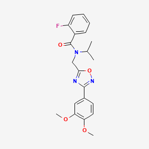 molecular formula C21H22FN3O4 B5570213 N-{[3-(3,4-dimethoxyphenyl)-1,2,4-oxadiazol-5-yl]methyl}-2-fluoro-N-isopropylbenzamide 