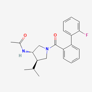 molecular formula C22H25FN2O2 B5570230 N-{(3S*,4R*)-1-[(2'-fluoro-2-biphenylyl)carbonyl]-4-isopropyl-3-pyrrolidinyl}acetamide 