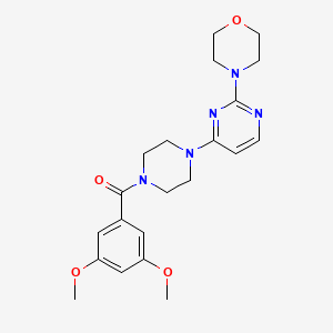molecular formula C21H27N5O4 B5570233 4-{4-[4-(3,5-dimethoxybenzoyl)-1-piperazinyl]-2-pyrimidinyl}morpholine 