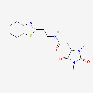 molecular formula C16H22N4O3S B5570265 2-(1,3-dimethyl-2,5-dioxo-4-imidazolidinyl)-N-[2-(4,5,6,7-tetrahydro-1,3-benzothiazol-2-yl)ethyl]acetamide 