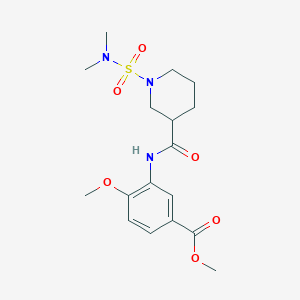 molecular formula C17H25N3O6S B5570279 3-[({1-[(二甲氨基)磺酰基]-3-哌啶基}羰基)氨基]-4-甲氧基苯甲酸甲酯 