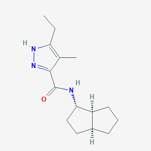 molecular formula C15H23N3O B5570434 3-ethyl-4-methyl-N-[(1S*,3aS*,6aS*)-octahydropentalen-1-yl]-1H-pyrazole-5-carboxamide 