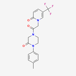molecular formula C19H18F3N3O3 B5570465 1-(4-甲基苯基)-4-{[2-氧代-5-(三氟甲基)-1(2H)-吡啶基]乙酰基}-2-哌嗪酮 
