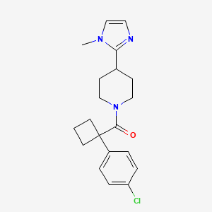 molecular formula C20H24ClN3O B5570505 1-{[1-(4-chlorophenyl)cyclobutyl]carbonyl}-4-(1-methyl-1H-imidazol-2-yl)piperidine 