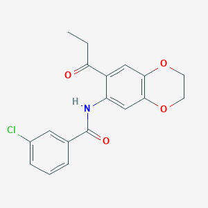 molecular formula C18H16ClNO4 B5570544 3-氯-N-(7-丙酰-2,3-二氢-1,4-苯并二氧杂环-6-基)苯甲酰胺 