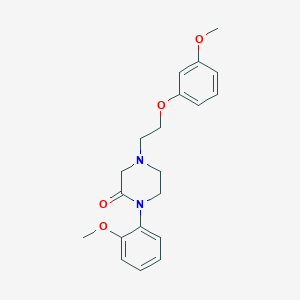 molecular formula C20H24N2O4 B5570558 4-[2-(3-甲氧基苯氧基)乙基]-1-(2-甲氧基苯基)-2-哌嗪酮 