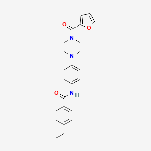 molecular formula C24H25N3O3 B5570559 4-ethyl-N-{4-[4-(2-furoyl)-1-piperazinyl]phenyl}benzamide 