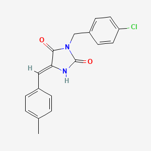 molecular formula C18H15ClN2O2 B5570574 3-(4-chlorobenzyl)-5-(4-methylbenzylidene)-2,4-imidazolidinedione 