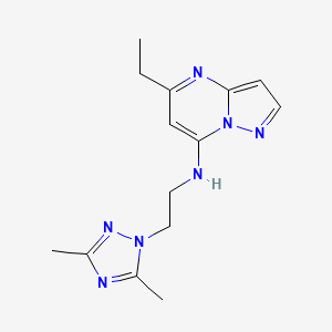 molecular formula C14H19N7 B5570585 N-[2-(3,5-dimethyl-1H-1,2,4-triazol-1-yl)ethyl]-5-ethylpyrazolo[1,5-a]pyrimidin-7-amine 