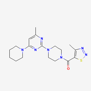 molecular formula C18H25N7OS B5570588 4-methyl-2-{4-[(4-methyl-1,2,3-thiadiazol-5-yl)carbonyl]-1-piperazinyl}-6-(1-piperidinyl)pyrimidine 