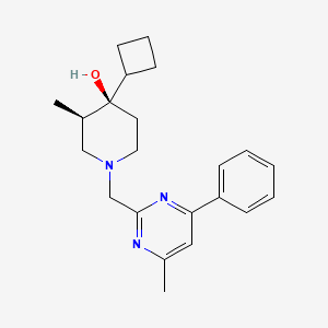 molecular formula C22H29N3O B5570594 (3R*,4R*)-4-cyclobutyl-3-methyl-1-[(4-methyl-6-phenylpyrimidin-2-yl)methyl]piperidin-4-ol 