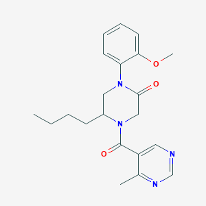 molecular formula C21H26N4O3 B5570609 5-butyl-1-(2-methoxyphenyl)-4-[(4-methyl-5-pyrimidinyl)carbonyl]-2-piperazinone 