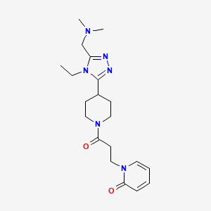 molecular formula C20H30N6O2 B5570641 1-[3-(4-{5-[(dimethylamino)methyl]-4-ethyl-4H-1,2,4-triazol-3-yl}piperidin-1-yl)-3-oxopropyl]pyridin-2(1H)-one 